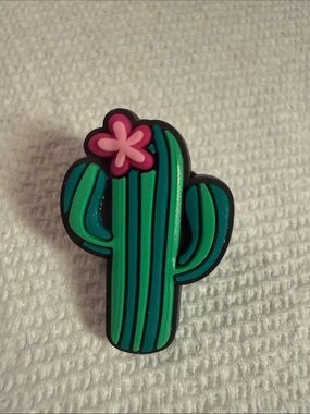Cactus Shoe Charm with Pink Flower